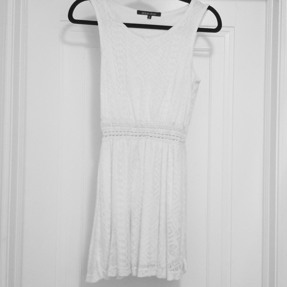 Ocean Drive crochet off white dress!